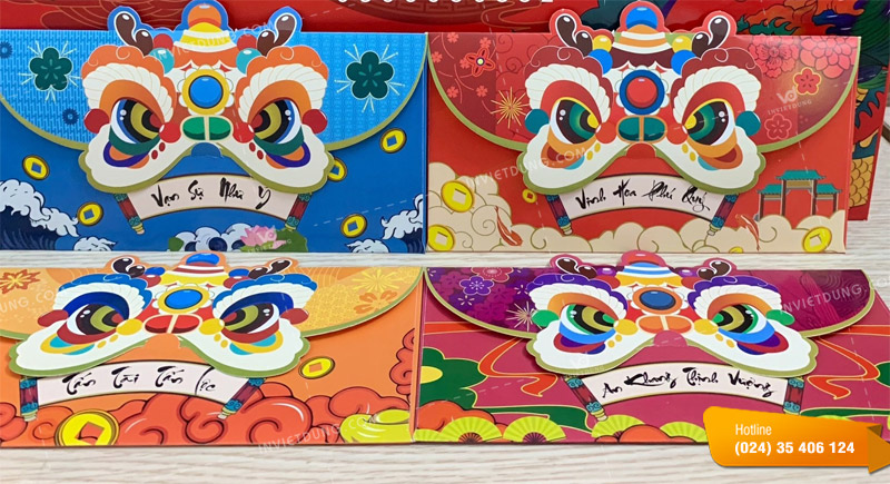 Mẫu bao lì xì con lân
