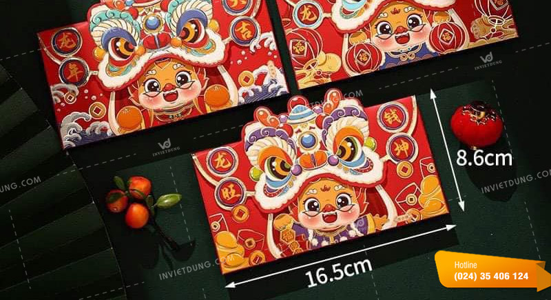Mẫu bao lì xì con lân