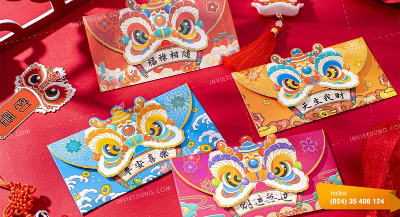 Mẫu bao lì xì con lân