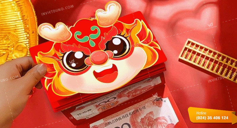 Mẫu bao lì xì con lân