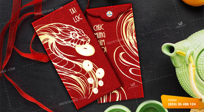 Thiết kế mẫu bao lì xì con rắn ấn tượng