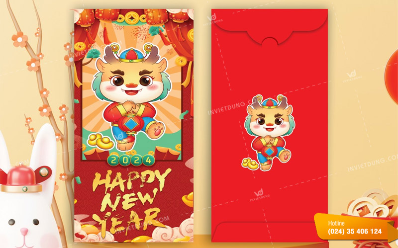 Mẫu bao lì xì hình con rồng