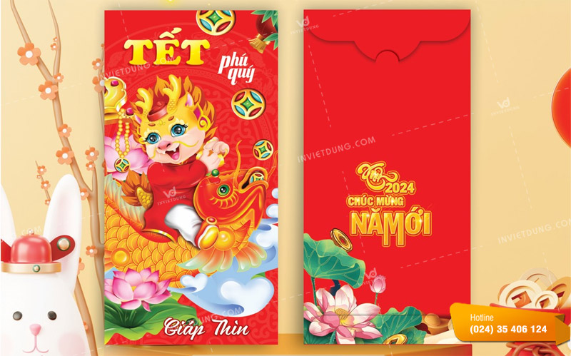 Mẫu bao lì xì hình con rồng