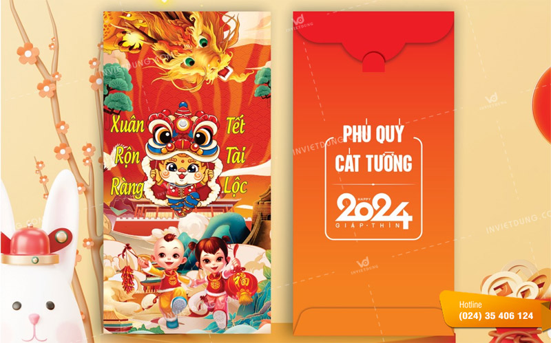 Mẫu bao lì xì hình con rồng