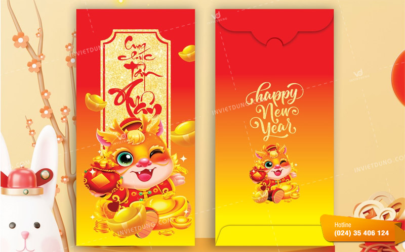Mẫu bao lì xì hình con rồng