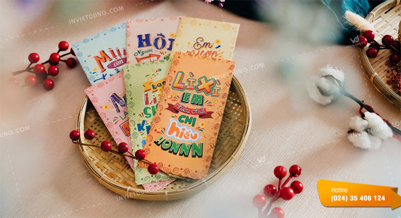 Hình ảnh và chữ trên bao lì xì hài hước được thiết kế như thế nào