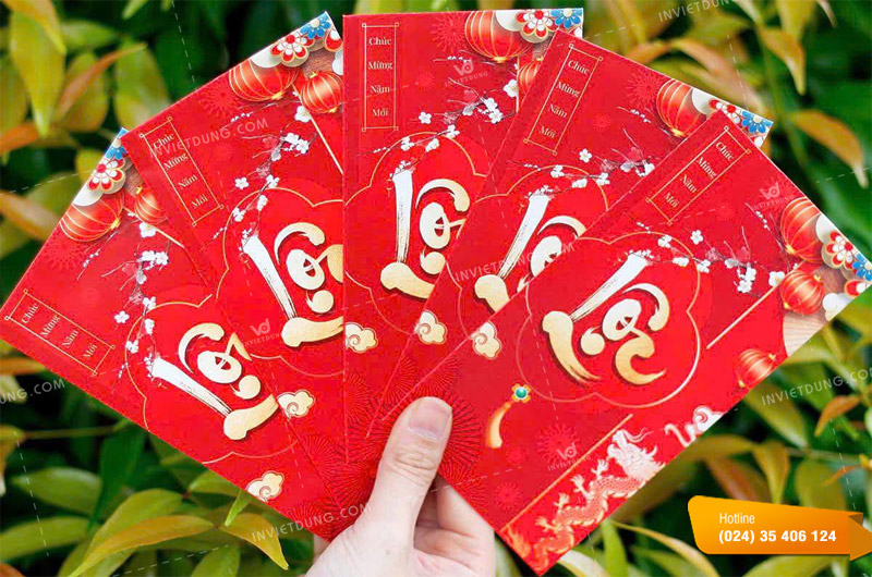 Các hoạt tiết, hình ảnh thông dụng trên mẫu bao lì xì màu đỏ