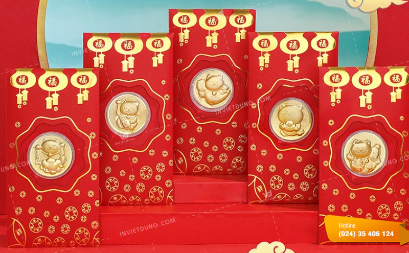 Mẫu bao lì xì mèo thần tài dễ thương