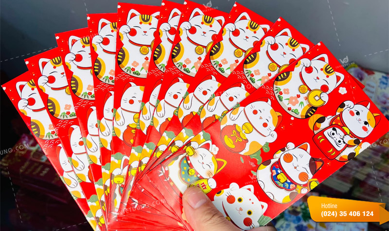 Mẫu bao lì xì mèo thần tài