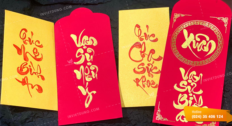 Mẫu bao lì xì thư pháp