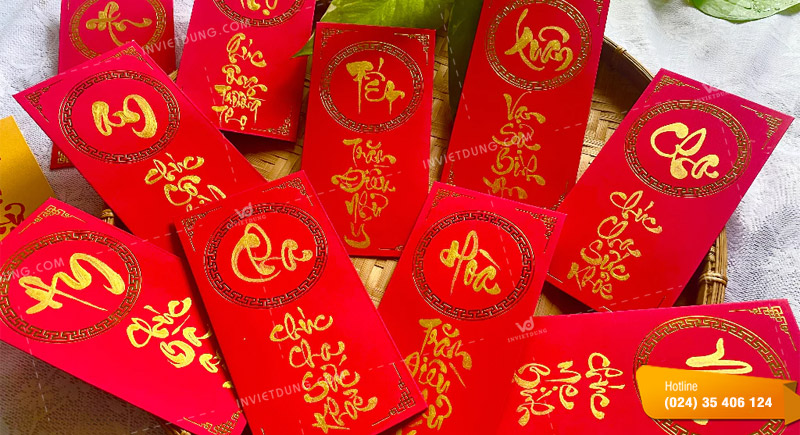 Mẫu bao lì xì thư pháp