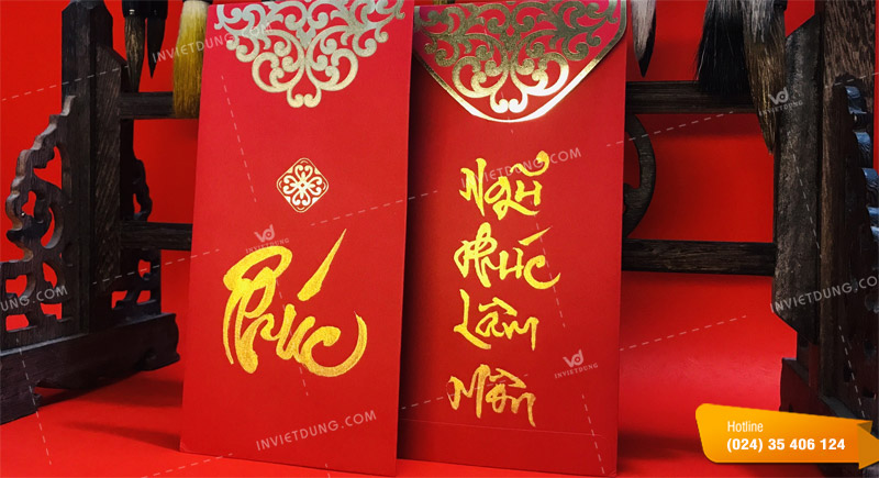 Mẫu bao lì xì thư pháp
