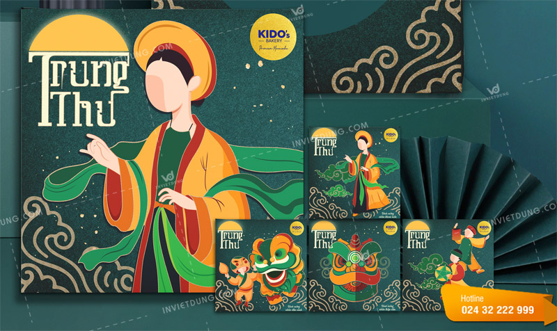 Mẫu hộp đựng bánh trung thu 1 cái thiết kế đẹp