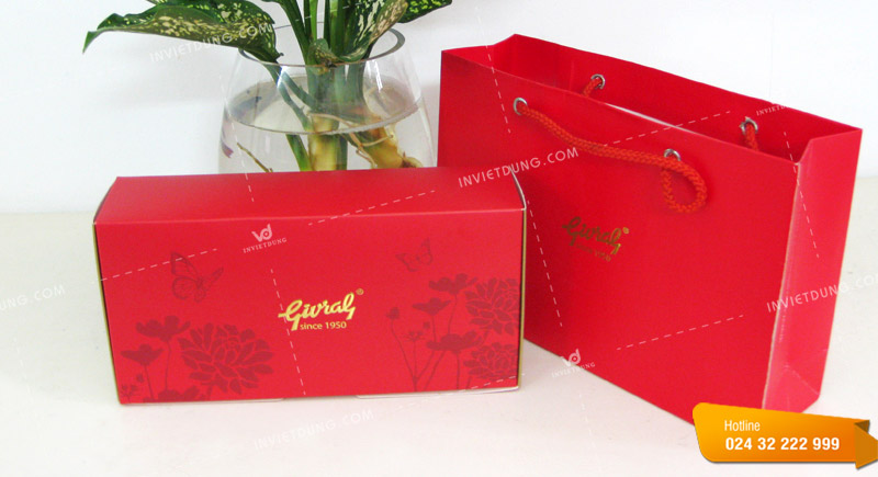 Mẫu hộp giấy đựng bánh trung thu 2 cái thiết kế đẹp