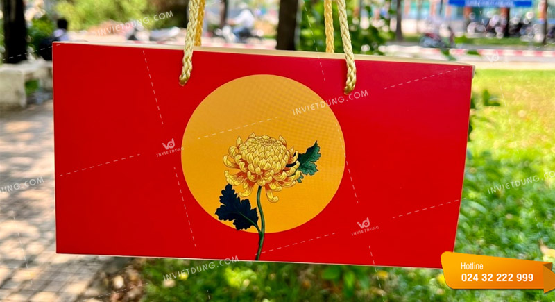 Mẫu hộp giấy đựng bánh trung thu 2 cái thiết kế đẹp