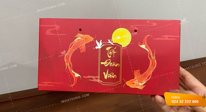 Mẫu hộp giấy đựng bánh trung thu 2 cái thiết kế đẹp
