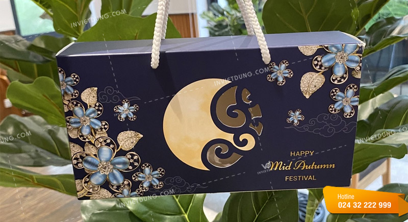 Mẫu hộp giấy đựng bánh trung thu 2 cái thiết kế đẹp