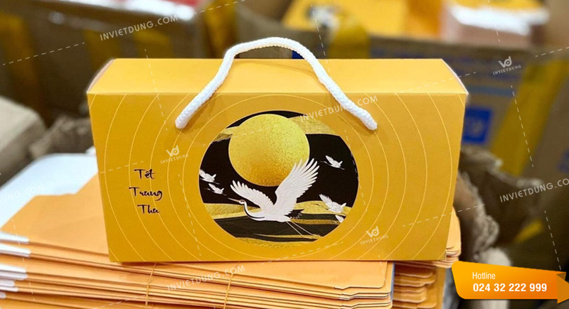 Mẫu hộp giấy đựng bánh trung thu 2 cái thiết kế đẹp
