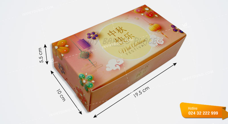 Kích thước mẫu hộp giấy đựng bánh trung thu 2 cái