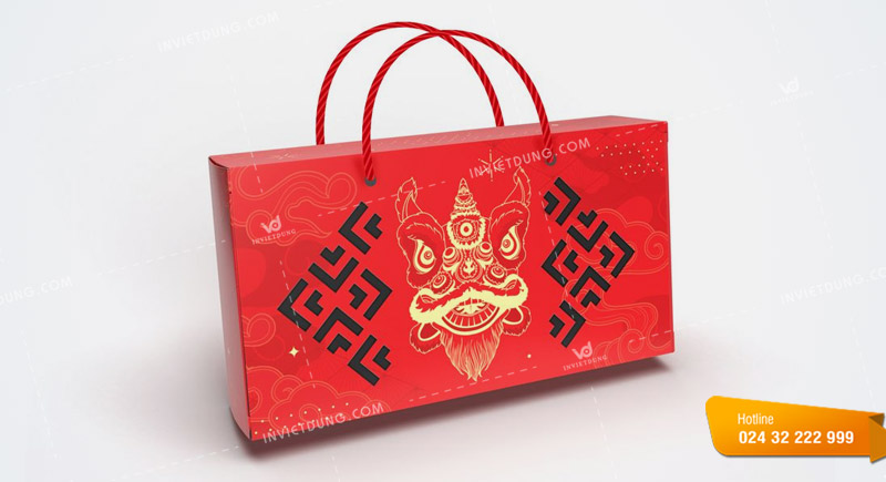 Mẫu hộp giấy đựng bánh trung thu 2 cái thiết kế đẹp