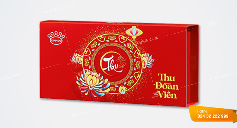 Mẫu hộp giấy đựng bánh trung thu 2 cái thiết kế đẹp
