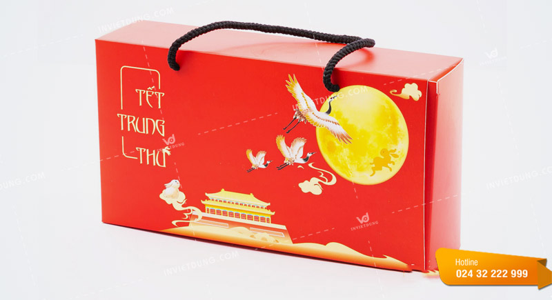 Mẫu hộp giấy đựng bánh trung thu 2 cái thiết kế đẹp