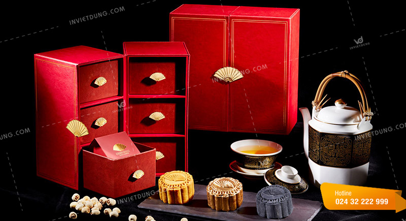 Mẫu hộp giấy đựng bánh trung thu 3 tầng