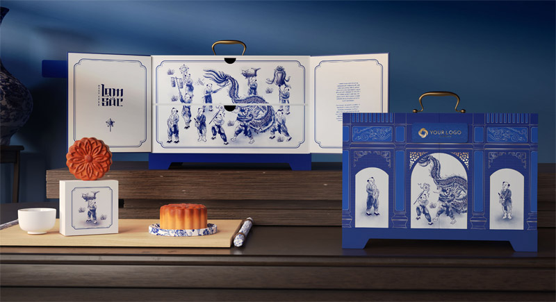 Mẫu hộp bánh trung thu 3D sang trọng