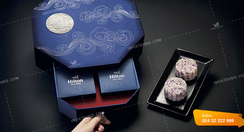 Mẫu hộp giấy đựng bánh trung thu 2 tầng