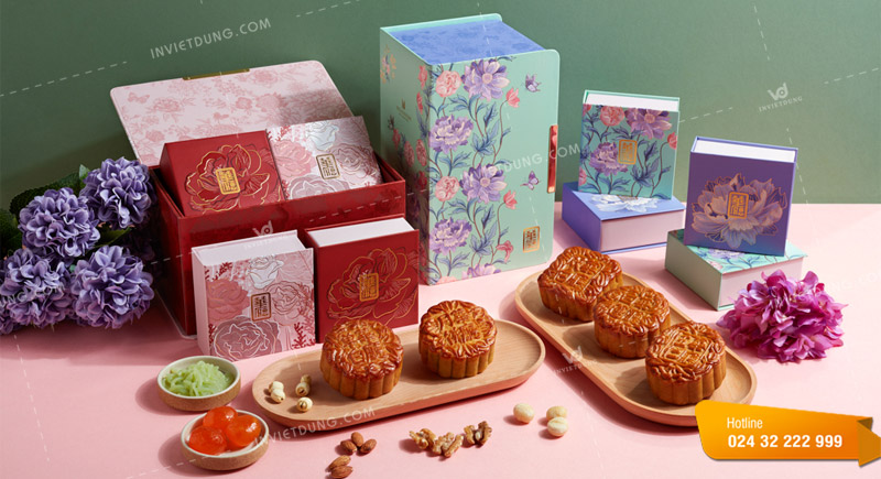 Mẫu hộp giấy đựng bánh trung thu 2 tầng