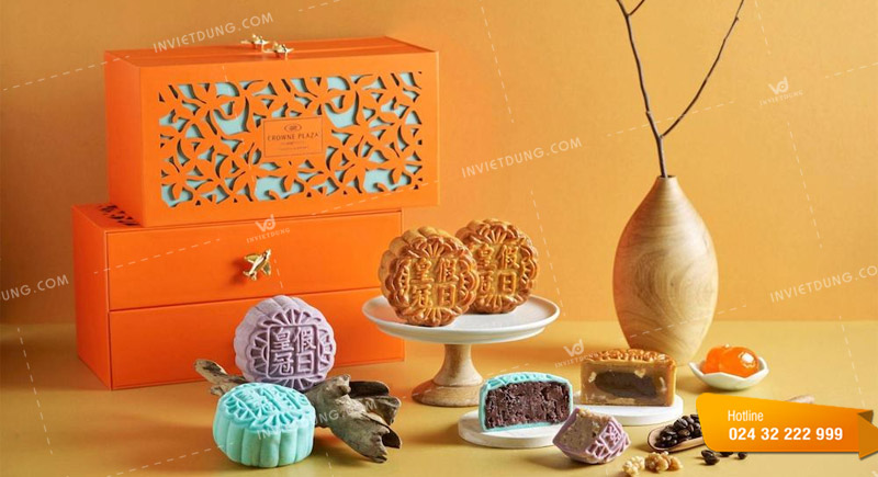 Mẫu hộp giấy đựng bánh trung thu 2 tầng