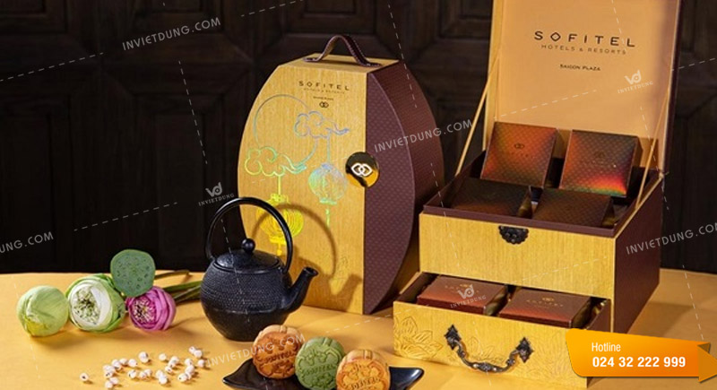 Mẫu hộp giấy đựng bánh trung thu 2 tầng