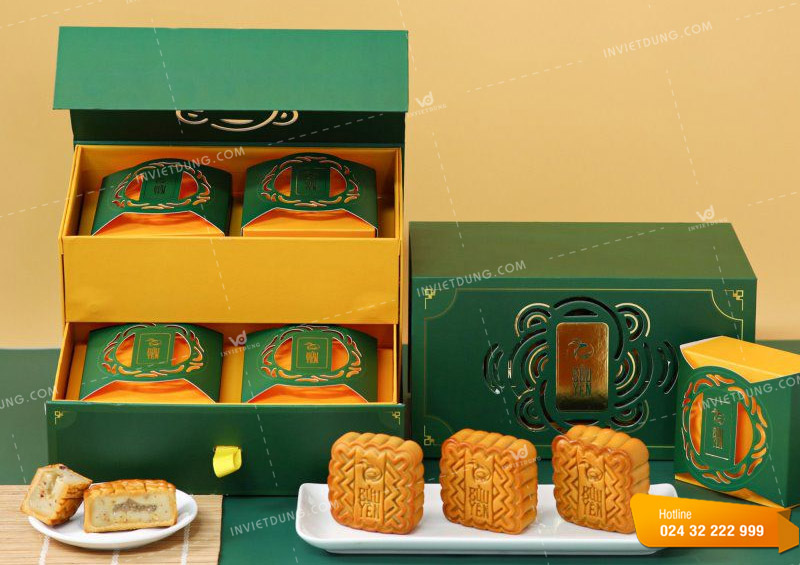 Thiết kế hộp bánh trung thu 2 tầng sang trọng