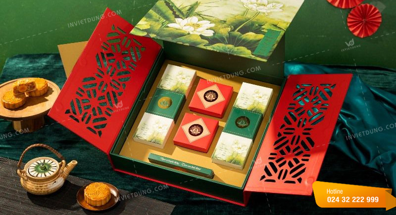 Mẫu hộp giấy đựng bánh trung thu 8 cái thiết kế đẹp
