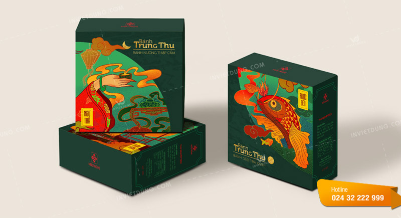 Quy cách in mẫu hộp đựng bánh trung thu nắp gài