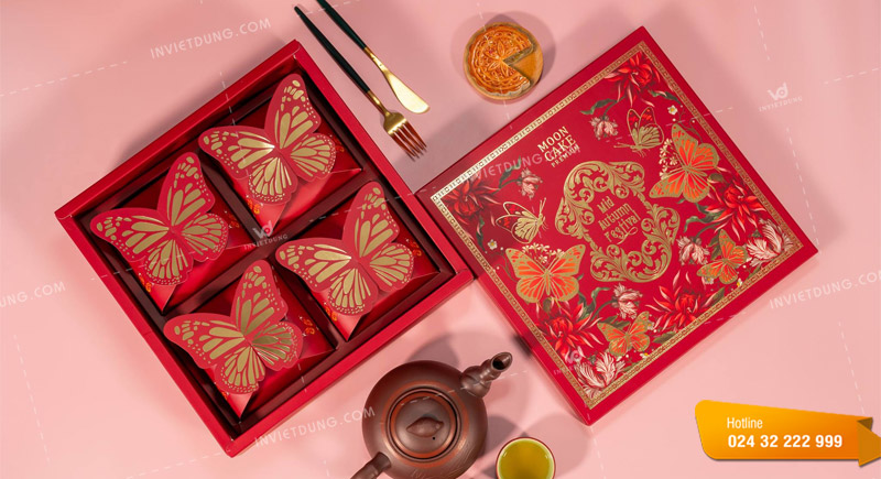 Mẫu hộp giấy đựng bánh trung thu 4 cái