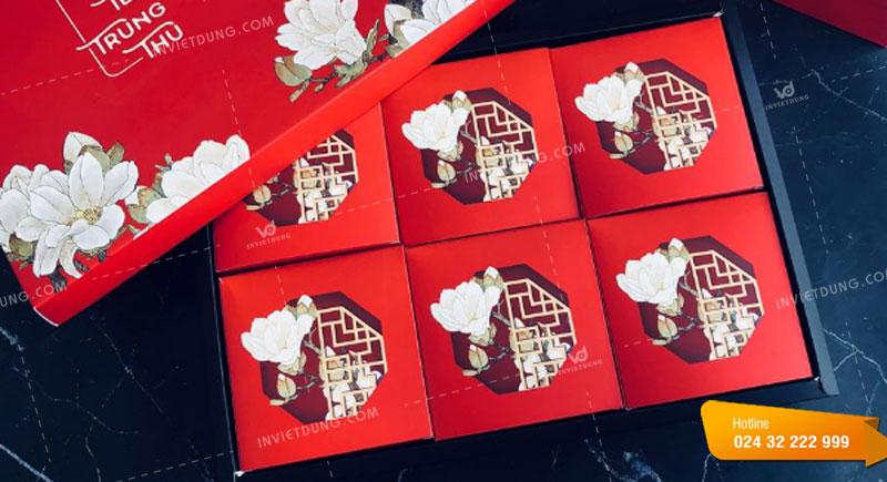 Mẫu hộp giấy đựng bánh trung thu 6 cái thiết kế đẹp