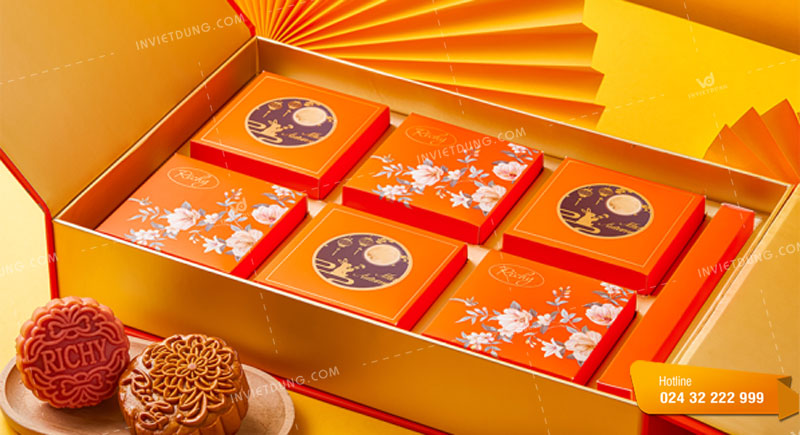 Mẫu hộp giấy đựng bánh trung thu 6 cái thiết kế đẹp