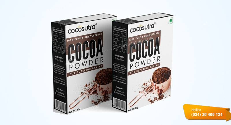 Mẫu hộp giấy đựng bột cacao đẹp