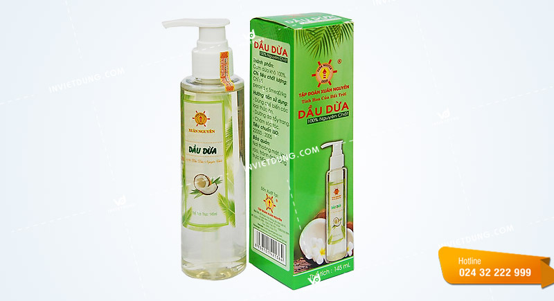 Mẫu hộp giấy đựng chai dầu dừa