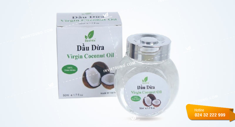 Mẫu hộp giấy đựng chai dầu dừa