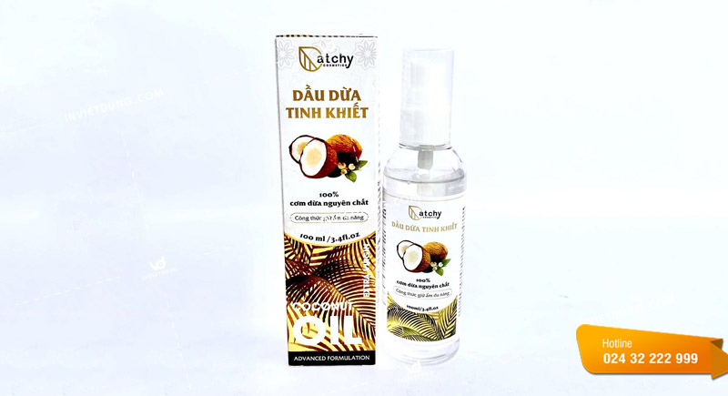 Mẫu hộp giấy đựng chai dầu dừa