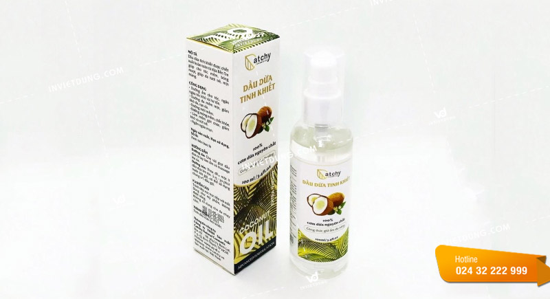 Mẫu hộp giấy đựng chai dầu dừa