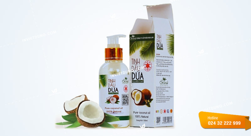 Mẫu hộp giấy đựng chai dầu dừa