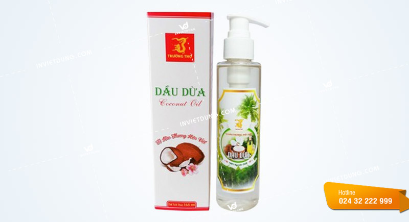 Mẫu hộp giấy đựng chai dầu dừa