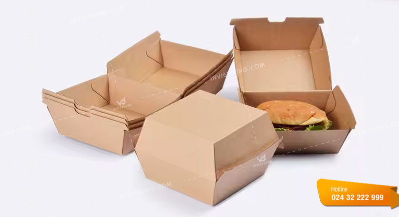 Mẫu hộp giấy đựng bánh hamburger đẹp