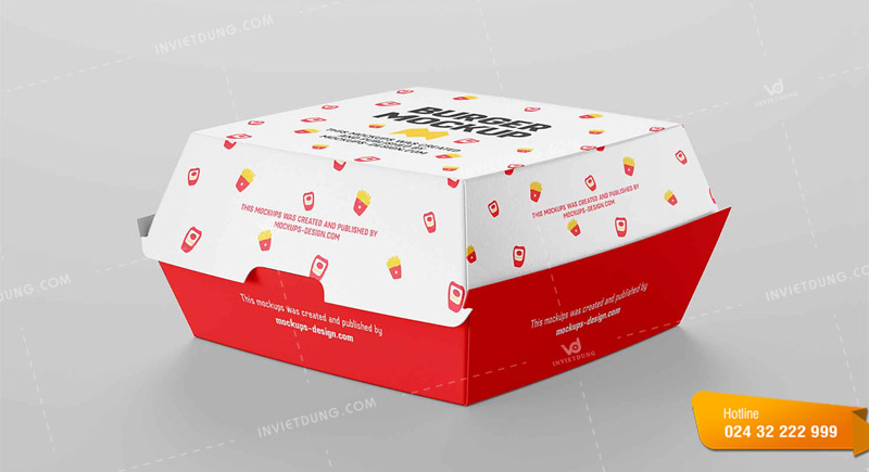 Mẫu hộp giấy đựng bánh hamburger đẹp