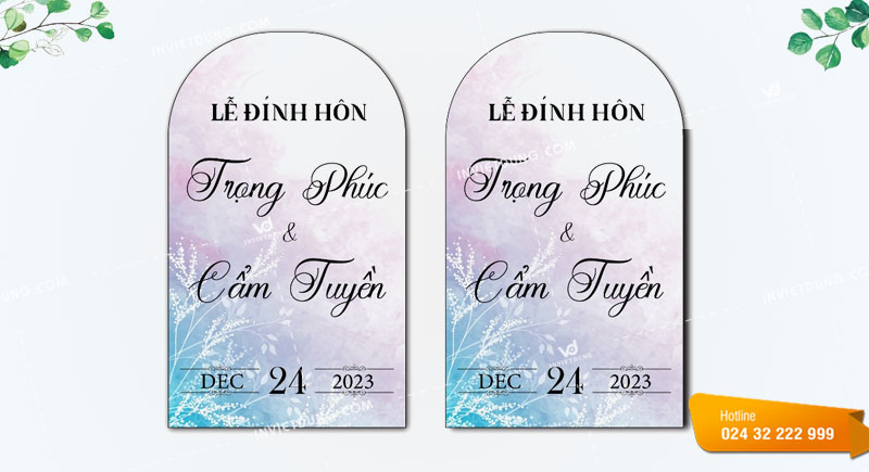Mẫu tem dán chai nước đám cưới đẹp ấn tượng