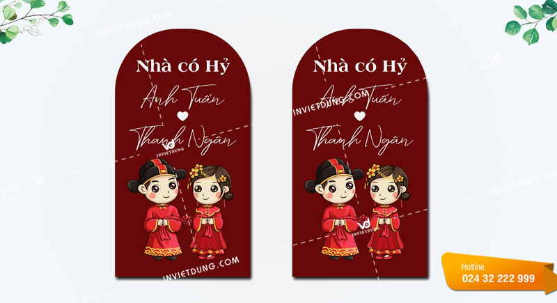 Mẫu tem dán chai nước đám cưới