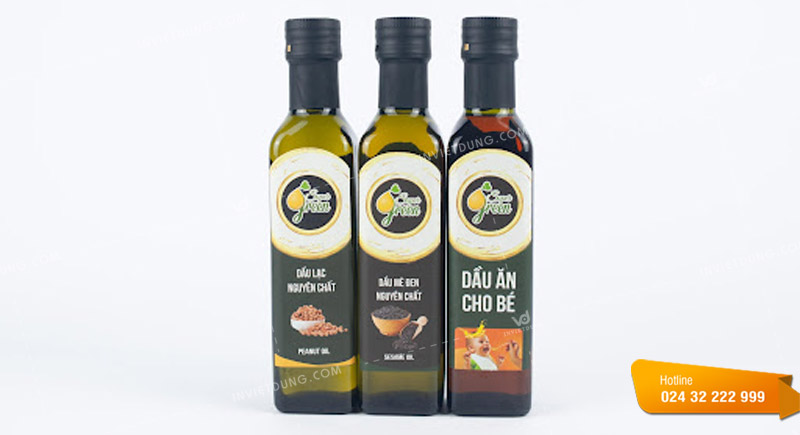 Mẫu tem nhãn dán chai dầu ăn đẹp